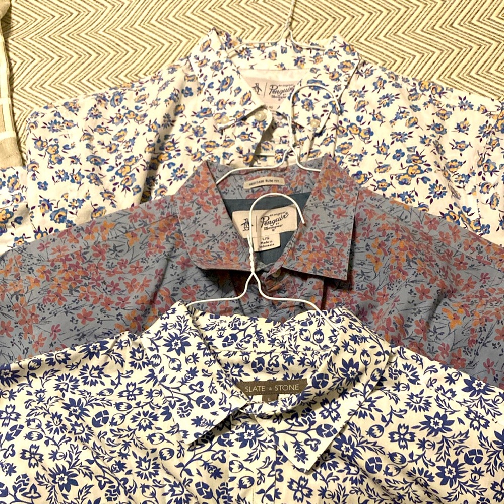 Men's Floral Print Shirts set of 3